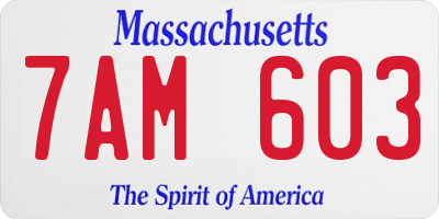 MA license plate 7AM603