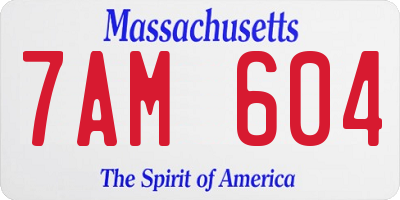 MA license plate 7AM604
