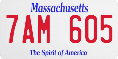 MA license plate 7AM605
