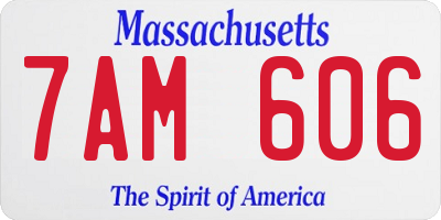 MA license plate 7AM606