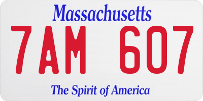 MA license plate 7AM607