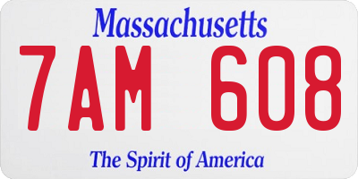 MA license plate 7AM608
