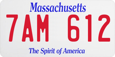 MA license plate 7AM612