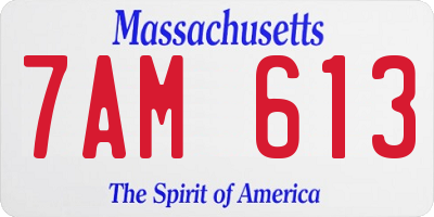 MA license plate 7AM613