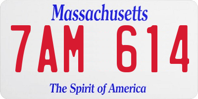 MA license plate 7AM614