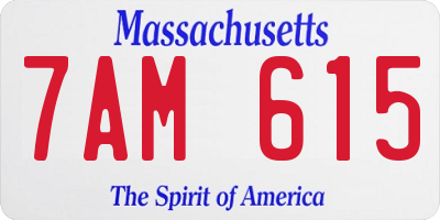 MA license plate 7AM615