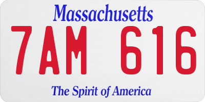 MA license plate 7AM616