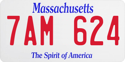 MA license plate 7AM624