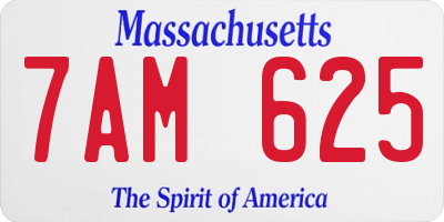 MA license plate 7AM625