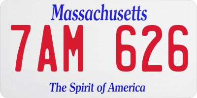MA license plate 7AM626