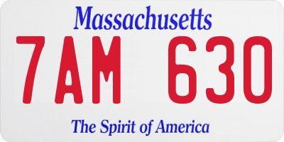 MA license plate 7AM630