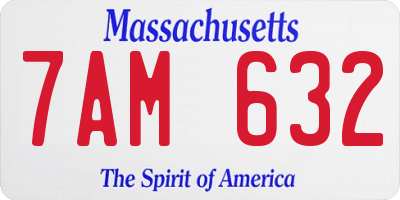 MA license plate 7AM632