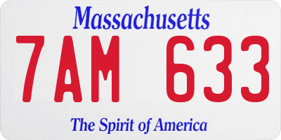 MA license plate 7AM633
