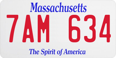 MA license plate 7AM634