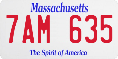 MA license plate 7AM635
