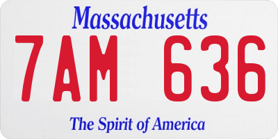 MA license plate 7AM636