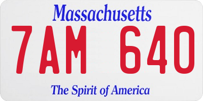 MA license plate 7AM640