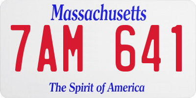 MA license plate 7AM641