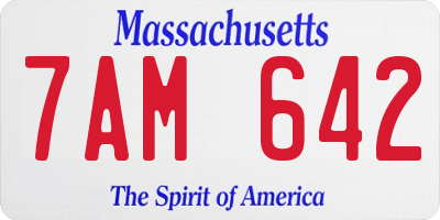 MA license plate 7AM642