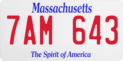 MA license plate 7AM643