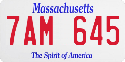 MA license plate 7AM645