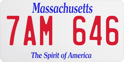 MA license plate 7AM646