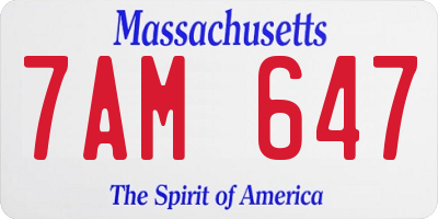 MA license plate 7AM647