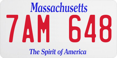 MA license plate 7AM648