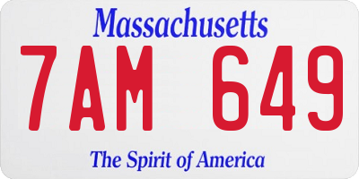 MA license plate 7AM649