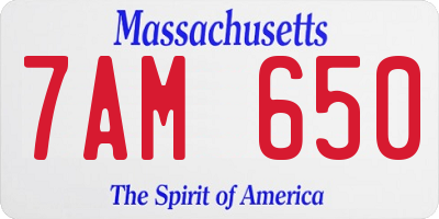 MA license plate 7AM650