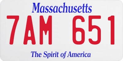 MA license plate 7AM651