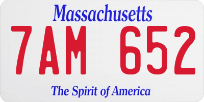 MA license plate 7AM652