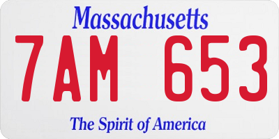 MA license plate 7AM653
