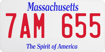 MA license plate 7AM655