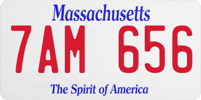 MA license plate 7AM656