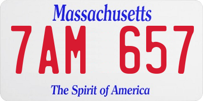 MA license plate 7AM657