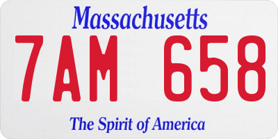 MA license plate 7AM658