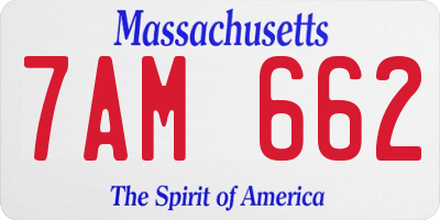 MA license plate 7AM662