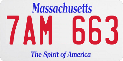 MA license plate 7AM663