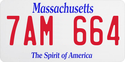 MA license plate 7AM664