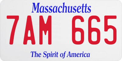 MA license plate 7AM665