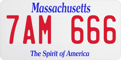 MA license plate 7AM666
