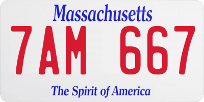 MA license plate 7AM667