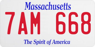 MA license plate 7AM668
