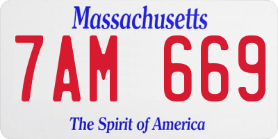 MA license plate 7AM669