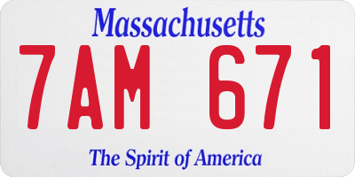 MA license plate 7AM671