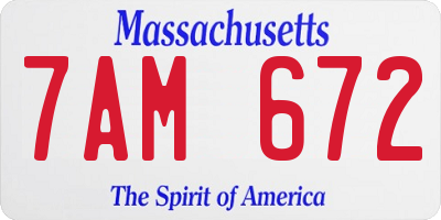 MA license plate 7AM672