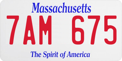 MA license plate 7AM675
