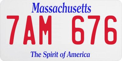 MA license plate 7AM676