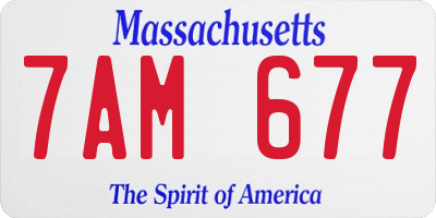 MA license plate 7AM677